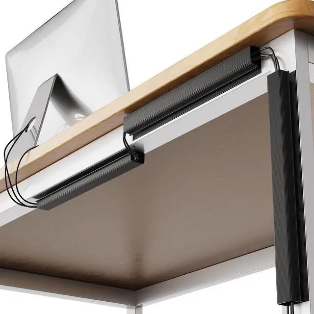 Alt view image 3 of 7 - Delamu 4 Pack Cord Organizers for Desks, 62.8in Cable Organizer Cable Management Under Desk, Self Adhesive Wire Management Raceway, Desk Organizers and Accessories for Office&Home Organization, Black
