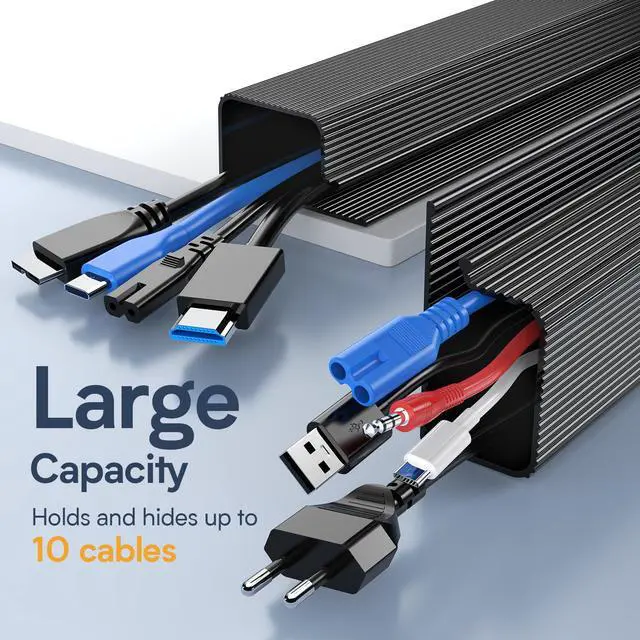 Alt view image 7 of 7 - Delamu 4 Pack Cord Organizers for Desks, 62.8in Cable Organizer Cable Management Under Desk, Self Adhesive Wire Management Raceway, Desk Organizers and Accessories for Office&Home Organization, Black