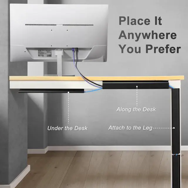 Alt view image 3 of 6 - Cable Management Under Desk 94.5in (6X L15.8in) J Channel, ZhiYo Cord Organizer for Desk, Self-Adhesive Cable Organizer, Cord Management Wire Organizers for Cords, Wire Management Cable Raceway Black