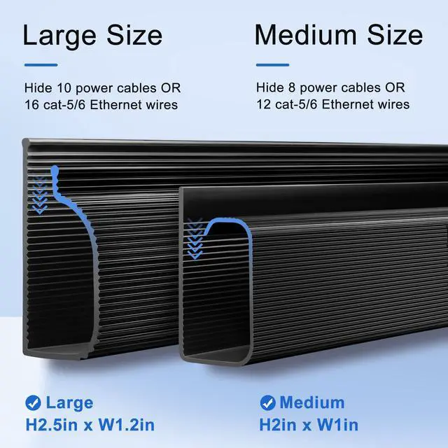 Alt view image 6 of 6 - Cable Management Under Desk 94.5in (6X L15.8in) J Channel, ZhiYo Cord Organizer for Desk, Self-Adhesive Cable Organizer, Cord Management Wire Organizers for Cords, Wire Management Cable Raceway Black