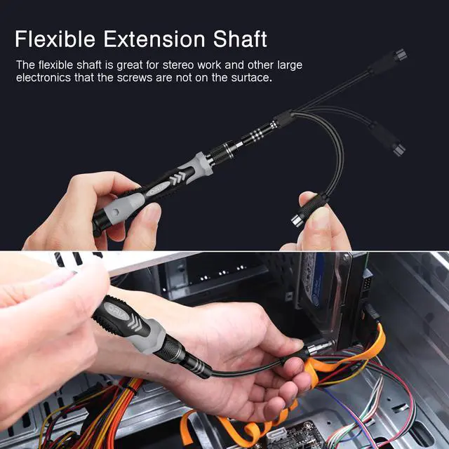 Alt view image 5 of 7 - ORIA 61 in 1 Precision Screwdriver Set with 57 Bits, Magnetic Screwdriver Kit, Portable Repair Tool Kit for Smartphone, PC, Watch, Toys - Includes Extension and Flexible Rod, Black