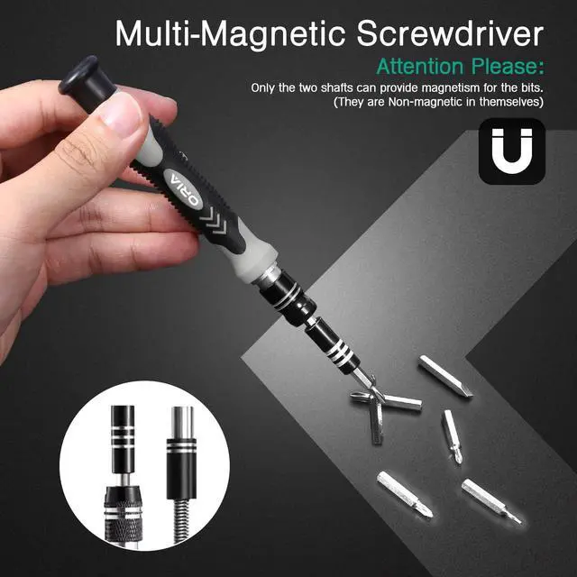 Alt view image 3 of 7 - ORIA 61 in 1 Precision Screwdriver Set with 57 Bits, Magnetic Screwdriver Kit, Portable Repair Tool Kit for Smartphone, PC, Watch, Toys - Includes Extension and Flexible Rod, Black