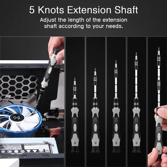 Alt view image 4 of 7 - ORIA 61 in 1 Precision Screwdriver Set with 57 Bits, Magnetic Screwdriver Kit, Portable Repair Tool Kit for Smartphone, PC, Watch, Toys - Includes Extension and Flexible Rod, Black