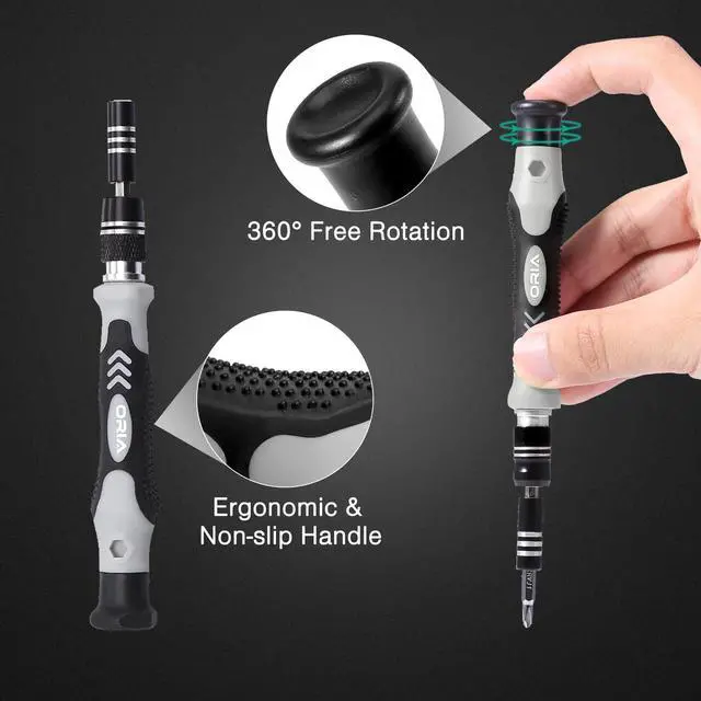 Alt view image 6 of 7 - ORIA 61 in 1 Precision Screwdriver Set with 57 Bits, Magnetic Screwdriver Kit, Portable Repair Tool Kit for Smartphone, PC, Watch, Toys - Includes Extension and Flexible Rod, Black