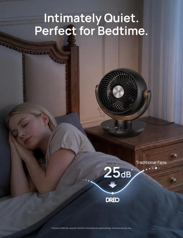 Alt view image 4 of 7 - Fan for Bedroom, Desk Air Circulator Fan with Remote, 11 Inch Table Fans for Whole Room, 65ft Powerful Airflow, 120° Vertical Manual +90° Oscillating, 4 Speeds, 8H Timer, 25dB Quiet Fan, Home