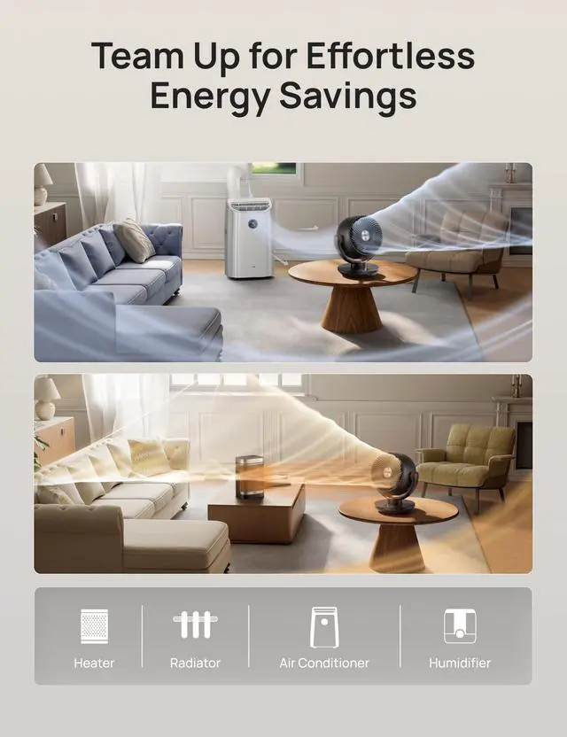 Alt view image 7 of 7 - Fan for Bedroom, Desk Air Circulator Fan with Remote, 11 Inch Table Fans for Whole Room, 65ft Powerful Airflow, 120° Vertical Manual +90° Oscillating, 4 Speeds, 8H Timer, 25dB Quiet Fan, Home