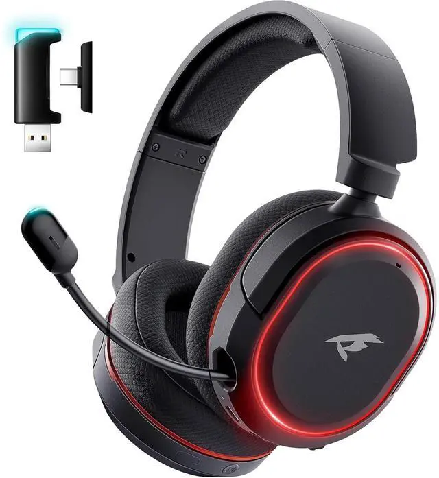 Main image of Wireless Gaming Headset, 7.1 Surround Sound, 2.4Ghz USB Gaming Headphones Bluetooth 5.4, 100-Hr Noise Canceling Mic RGB Light, Wireless Headset for PC PS5 PS4 Mac Switch, ONLY Wired Mode Suit for Xbox