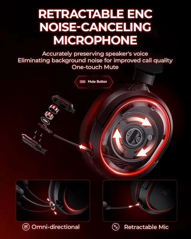 Alt view image 5 of 7 - Wireless Gaming Headset, 7.1 Surround Sound, 2.4Ghz USB Gaming Headphones Bluetooth 5.4, 100-Hr Noise Canceling Mic RGB Light, Wireless Headset for PC PS5 PS4 Mac Switch, ONLY Wired Mode Suit for Xbox