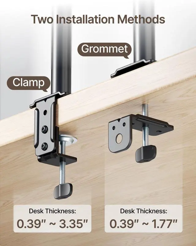 Alt view image 7 of 7 - monTEK 2-in-1 Monitor Mount and Laptop Stand for Desk, Ergonomic Height Adjustable Monitor Arm Fit up to 32 inch Screen and 17 inch Laptop, Hold up to 22lbs Weight, C-Clamp and Grommet