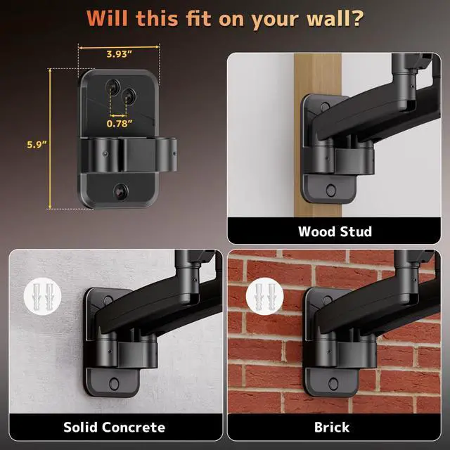 Alt view image 7 of 7 - Monitor and Laptop Wall-Mount - Full Motion 2-in-1 Monitor Arm Fits Max 32" Screen and 18" Laptop, Holds up to19.8lbs, Detachable Laptop Tray with Adjustable Slide Clamp, VESA 75x75/100x100