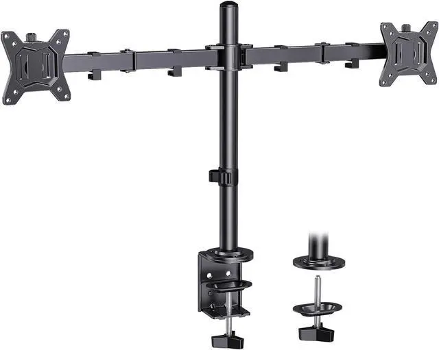 Main image of Dual Monitor Desk Mount for 1334 Monitors up to 26.5 lbs, Fully Adjustable Monitor Stand Holds 2 Computer Screens, Heavy-Duty Dual Monitor Arm with C-Clamp & Grommet Base, Black, EGCM13B