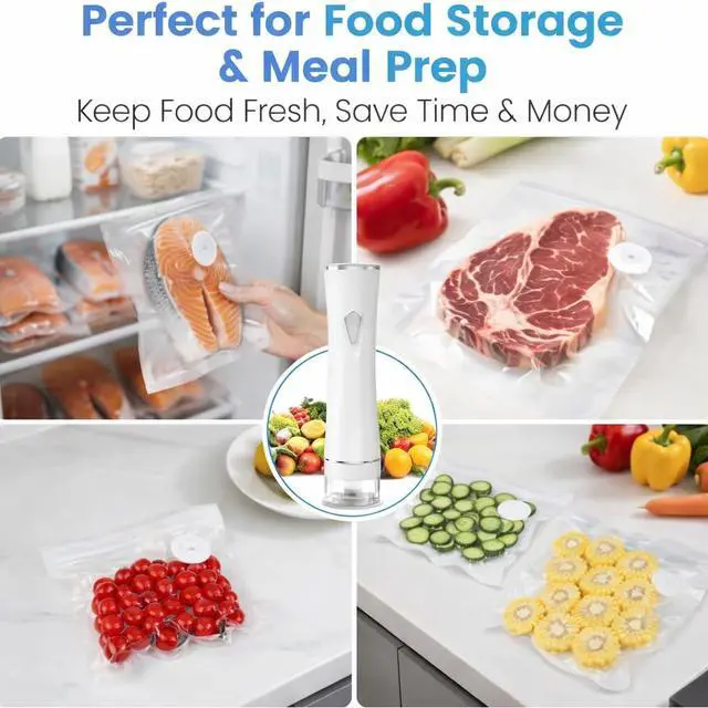 Alt view image 5 of 7 - Preserve Compact Vacuum Sealer for Food (Vacuum Sealer Machine + 30 Reusable Vacuum Bags) Powerful Handheld Vacuum Sealer Machine, Seal Meal Saver, Portable Food Sealer