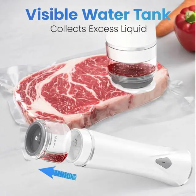 Alt view image 7 of 7 - Preserve Compact Vacuum Sealer for Food (Vacuum Sealer Machine + 30 Reusable Vacuum Bags) Powerful Handheld Vacuum Sealer Machine, Seal Meal Saver, Portable Food Sealer