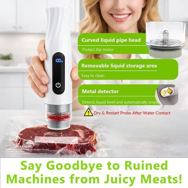 Alt view image 3 of 7 - Compact Vacuum Sealer for Food Storage: Portable Handheld Food Sealer, 80kPa Suction, 1800mAh Battery, 30 Reusable Vacuum Bags, Preserve 5X Freshness with Easy Operation