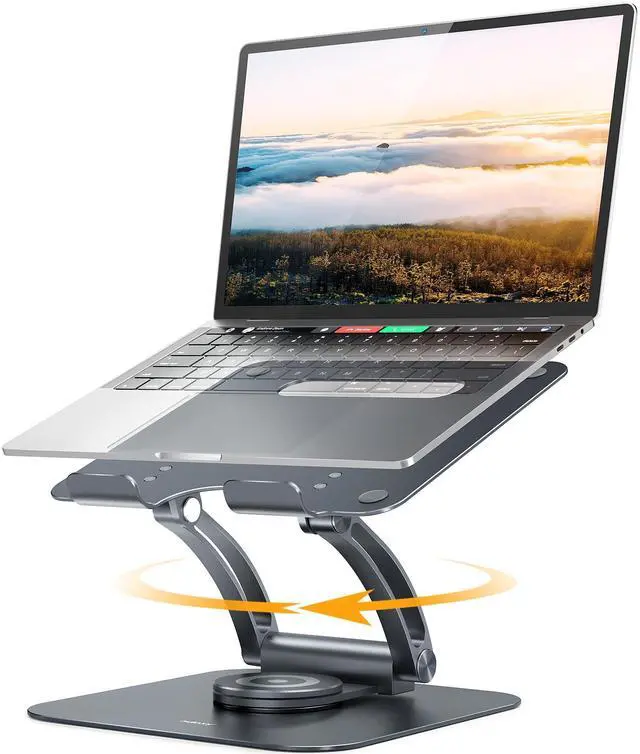 Main image of 360° Rotating Laptop Stand for Desk, Ergonomic Notebook Riser with Adjustable Swivel Base Foldable Computer Holder Portable Office Accessories Compatible with All 10-17" Laptops