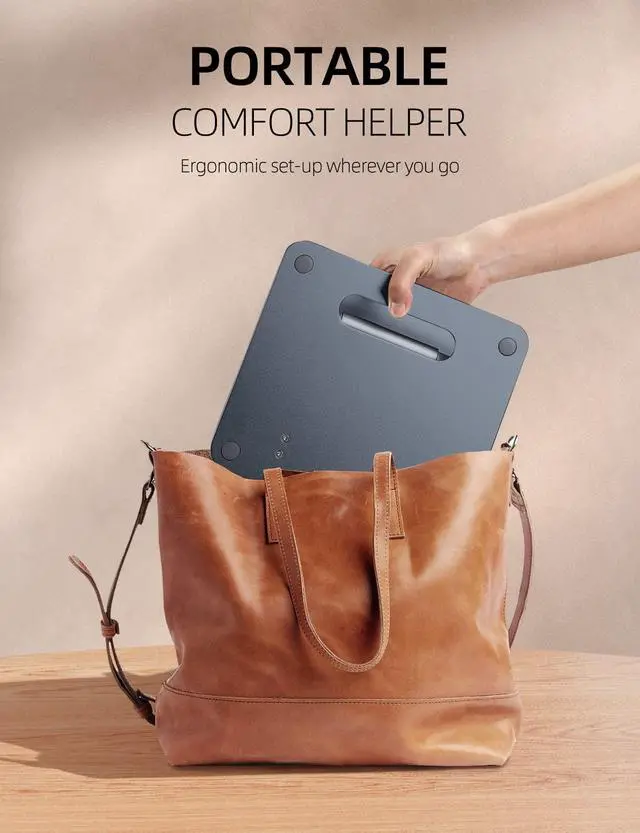 Alt view image 6 of 7 - 360° Rotating Laptop Stand for Desk, Ergonomic Notebook Riser with Adjustable Swivel Base Foldable Computer Holder Portable Office Accessories Compatible with All 10-17" Laptops