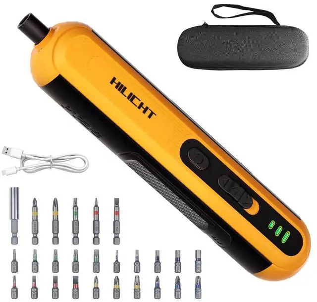 Main image of Precision Electric Screwdriver Set, 4V Cordless Mini Power Screwdriver with Push-to-Start & Button, 26 S2 Steel Bits, USB-C Rechargeable for Electronics, PC Repair & Furniture Assembly