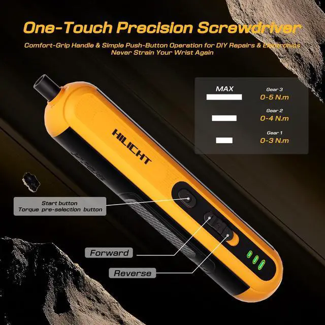 Alt view image 5 of 7 - Precision Electric Screwdriver Set, 4V Cordless Mini Power Screwdriver with Push-to-Start & Button, 26 S2 Steel Bits, USB-C Rechargeable for Electronics, PC Repair & Furniture Assembly