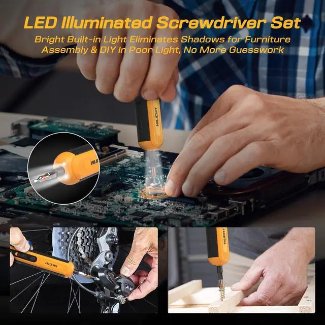 Alt view image 7 of 7 - Precision Electric Screwdriver Set, 4V Cordless Mini Power Screwdriver with Push-to-Start & Button, 26 S2 Steel Bits, USB-C Rechargeable for Electronics, PC Repair & Furniture Assembly