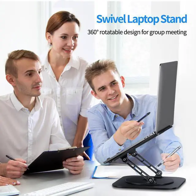 Alt view image 7 of 7 - Adjustable Laptop Stand with 360 Rotating Base, Computer Stand for Laptop Ergonimic Foldable Laptop Riser for Desk Compatible with MacBook Pro/Air Notebook up to 16 Inches, Black