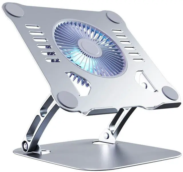 Main image of Laptop Cooling Stand with 3 Speed Fan, Adjustable Height Laptop Stand for Desk, Ergonimic Aluminum Laptop Cooling Pad for 10-15'' Notebook - Silver