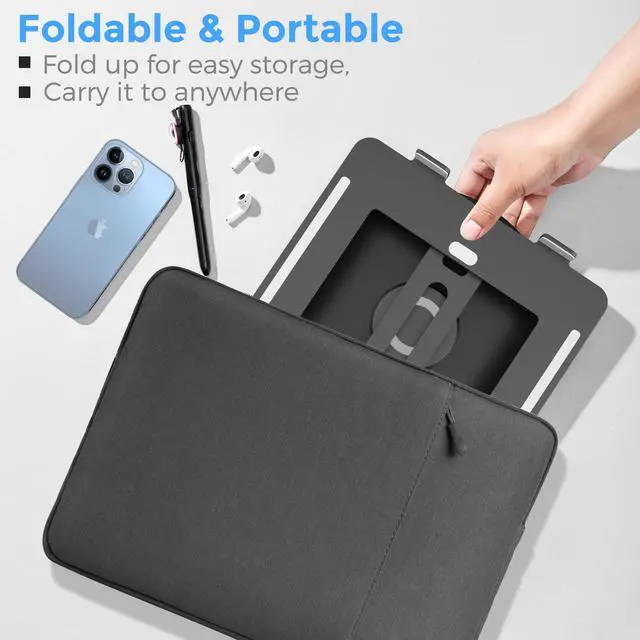 Alt view image 5 of 7 - Swivel Laptop Stand for Desk, Adjustable Height Aluminum Computer Stand with 360 Rotating Base, Foldable Ergonomic Riser, Portable Laptop Holder Compatible with MacBook, All Laptops 10-17'', Black