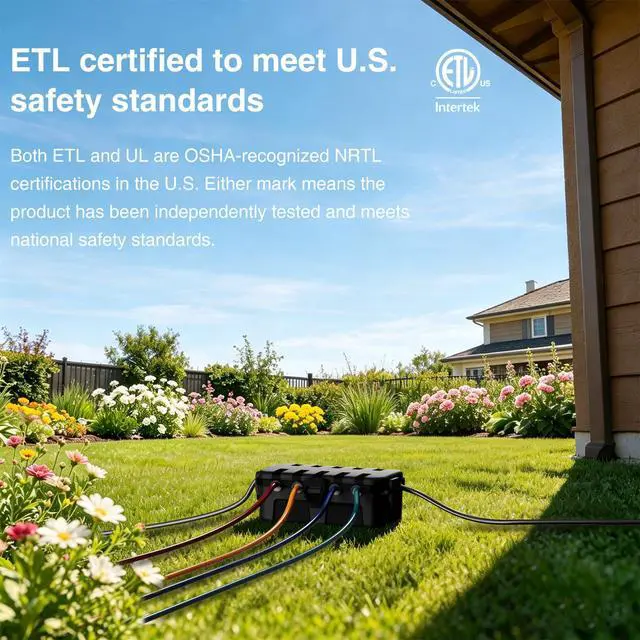 Alt view image 2 of 7 - Medium Outdoor Electrical Box, ETL Certified IP54 Waterproof Extension Cord Cover w/6 Cable Entry Ports, Weatherproof Connection Box for Power Strip, Timer, Plug, Holiday Lights, Black
