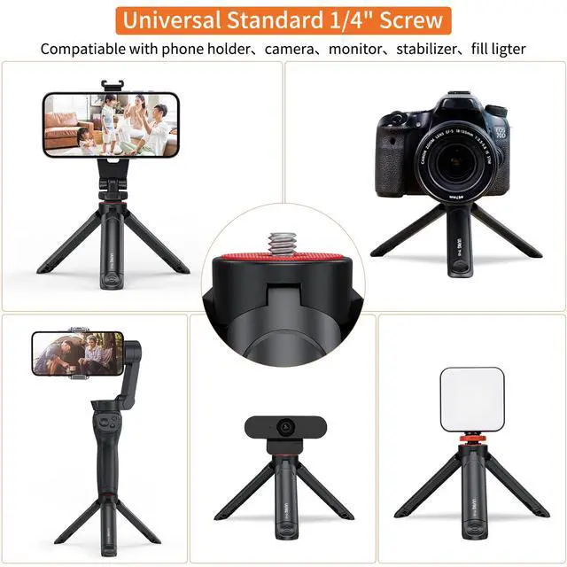 Alt view image 3 of 6 - UURIG TP05 Extendable Mini Camera Tripod, Portable Selfie Stick Handle Grip Desktop Webcam Tripod with 1/4" Screw for DSLR Camera Webcam Phone Holder Selfie Stick Vlog Tripod