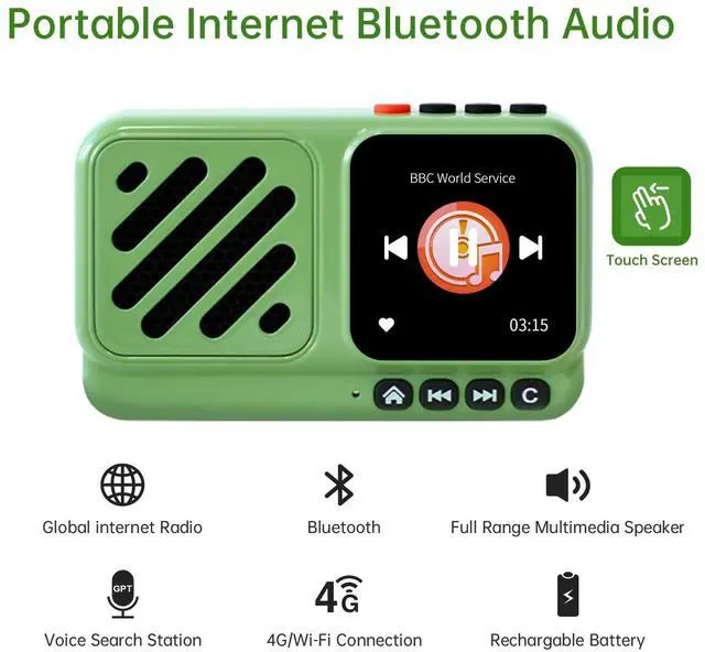 Alt view image 2 of 7 - Voyager Bluetooth Speaker Wireless Internet Radio with WIFI/4G,World Radio Station,BT5.3, Electronics for Home/Travel/Outdoor mini Portable Speaker