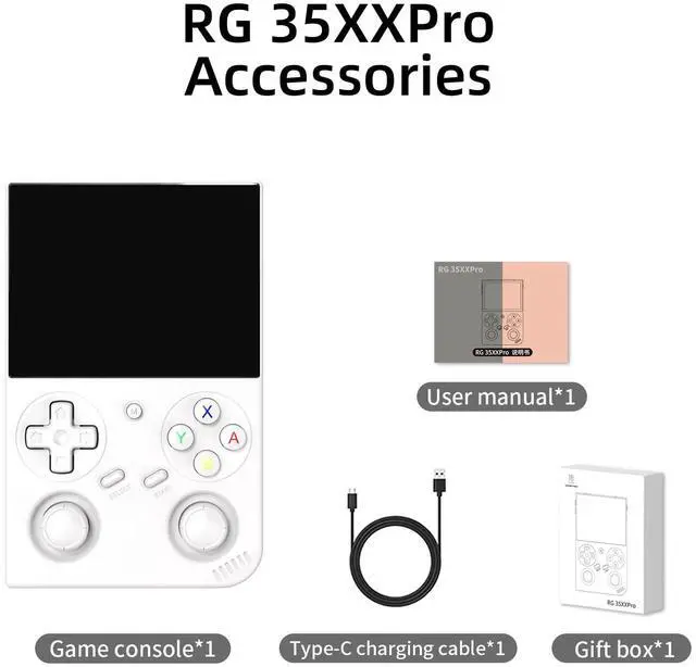 Alt view image 6 of 6 - RG35XX Pro Handheld Game Consoles RG35XXPro Retro Gaming Console with 64GB Card 4353 Games Video Game Console Linux 64 Portable Pocket Arcade Support 30+ Simulators WiFi Bluetooth HD Output White