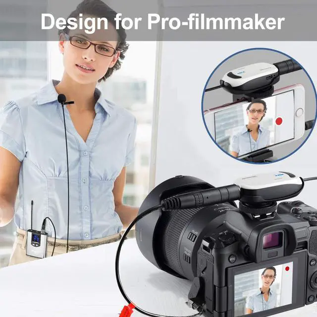 Alt view image 2 of 7 - Wireless Headset Lavalier Microphone System Wireless Lapel Mic Best for iPhone, DSLR Camera, PA Speaker, YouTube, Podcast, Video Recording, Conference, Vlogging, Church, Interview, Teaching