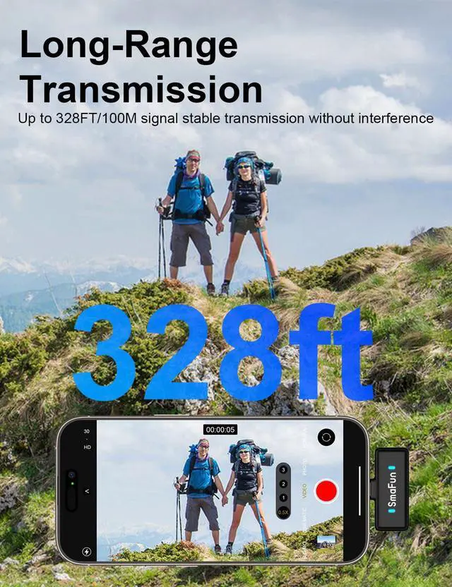 Alt view image 7 of 7 - Mini Microphone for iPhone/Android(2TX+2RX+Charging Case)with AI Noise Cancelling, SmaFun TwinCast S2 Wireless Lavalier Mic with 48kHz/24-bit,48H,328FT for Vlog/Video Recording/Content Creators/TikTok