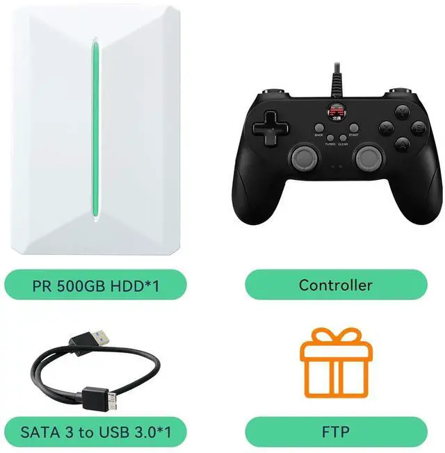 Alt view image 7 of 7 - Retro Game Console Hdd 500GB, Plug and Play Video Game Console with Built in 38291 Game, Emulator Console Compatible with 50 Game Emulators, Playnite&Retrobat 2 Game Syatem in 1, Portable Game Console