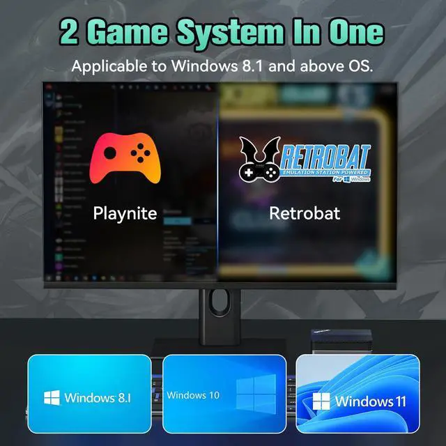 Alt view image 2 of 7 - Retro Game Console Hdd 500GB, Plug and Play Video Game Console with Built in 38291 Game, Emulator Console Compatible with 50 Game Emulators, Playnite&Retrobat 2 Game Syatem in 1, Portable Game Console