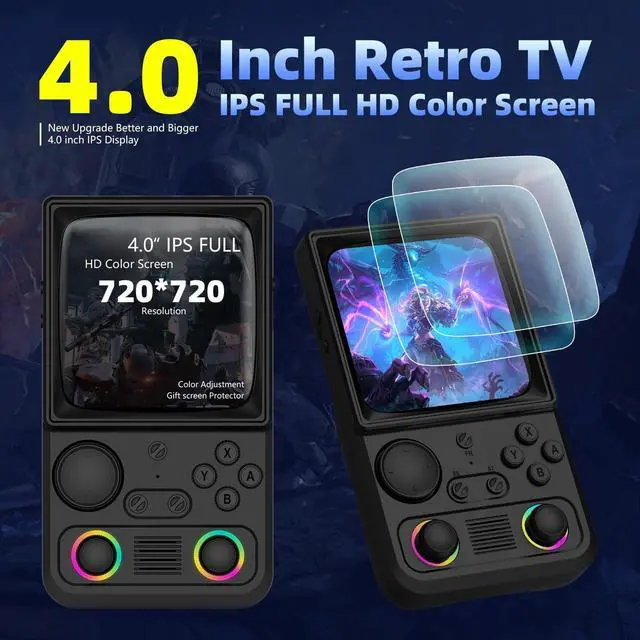 Alt view image 4 of 5 - R36TMAX Retro Handheld Game Console, 4.0'' 720x720 IPS Screen, 128GB Supports 22000+ Classic Games, EmuELEC System Supports WiFi Networked Fighting&OTG,4000mAh with Portable CaseGray 128GB