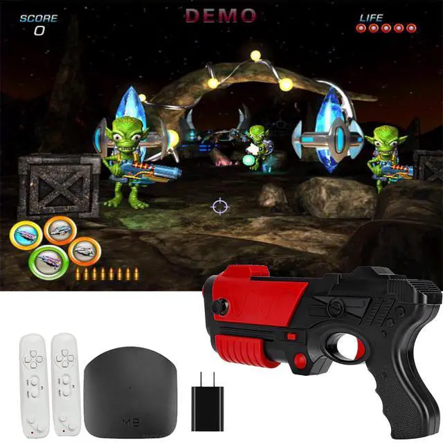 Alt view image 3 of 7 - TV Game Console with 200+ Games,Handheld Video GameConsole for Kids, GameSystem with AR Gun Game for Boys,2 GameController, TV Plug& Play, Xmas Birthday Toy Gift for Boys Girls Age