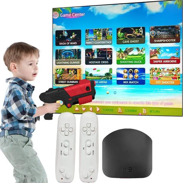 Main image of TV Game Console with 200+ Games,Handheld Video GameConsole for Kids, GameSystem with AR Gun Game for Boys,2 GameController, TV Plug& Play, Xmas Birthday Toy Gift for Boys Girls Age