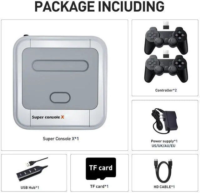 Alt view image 7 of 7 - Super Console X, Retro Game Console Built-in 35,000+ Games, Video Game Console Systems for 1080P/720P Output, 2 Wireless Controllers