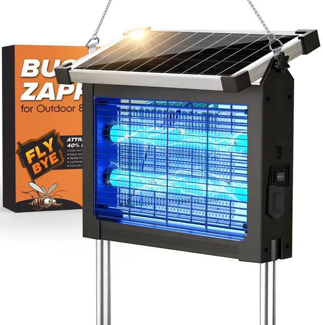 Main image of Solar Bug Zapper Outdoor, 4500V Waterproof Mosquito Zapper with 10W Solar Panel, Cordless Rechargeable Electric Fly Zapper, Mosquito Killer Lamp with Auto Sensor for Patio, Backyard, Garden, Camping
