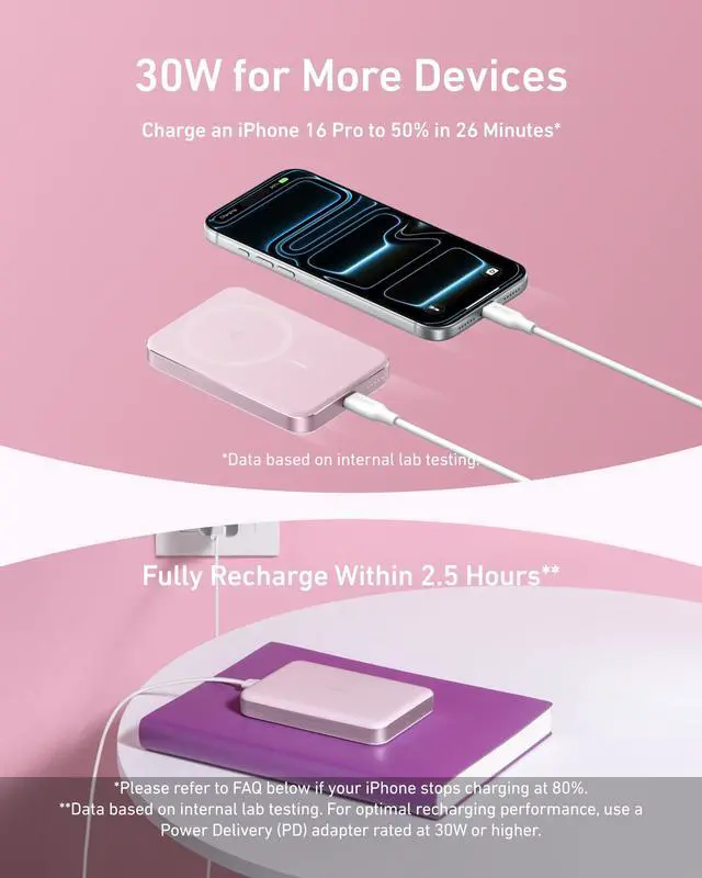 Alt view image 6 of 6 - MagGo Power Bank, Slim 10,000mAh Magnetic Battery Pack, Qi2 Certified 15W Ultra-Fast MagSafe Compatible Portable Charger, Ergonomic Design, for iPhone17/16/15/14 Series, and More