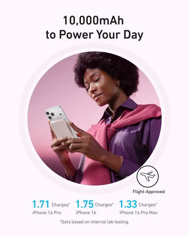 Alt view image 5 of 6 - MagGo Power Bank, Slim 10,000mAh Magnetic Battery Pack, Qi2 Certified 15W Ultra-Fast MagSafe Compatible Portable Charger, Ergonomic Design, for iPhone17/16/15/14 Series, and More