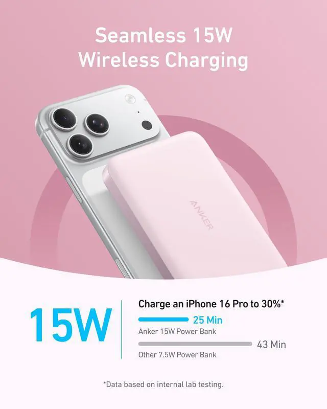 Alt view image 3 of 6 - MagGo Power Bank, Slim 10,000mAh Magnetic Battery Pack, Qi2 Certified 15W Ultra-Fast MagSafe Compatible Portable Charger, Ergonomic Design, for iPhone17/16/15/14 Series, and More
