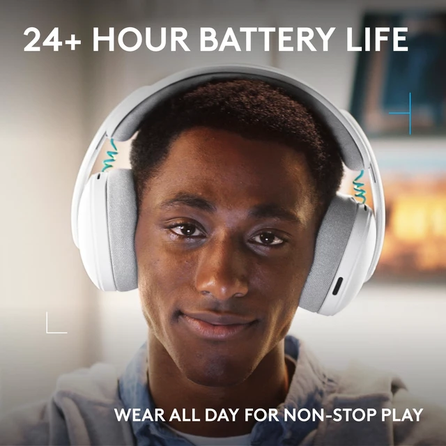 Alt view image 7 of 7 - G325 Lightspeed Wireless Gaming Headset - White All-Day Comfort, Built-in Mic with Noise Reduction, 24-Bit Audio, 24+ Hr Battery Life, for PC, PlayStation, Switch, Mobile