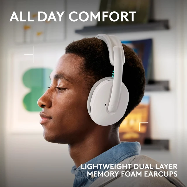 Alt view image 3 of 7 - G325 Lightspeed Wireless Gaming Headset - White All-Day Comfort, Built-in Mic with Noise Reduction, 24-Bit Audio, 24+ Hr Battery Life, for PC, PlayStation, Switch, Mobile