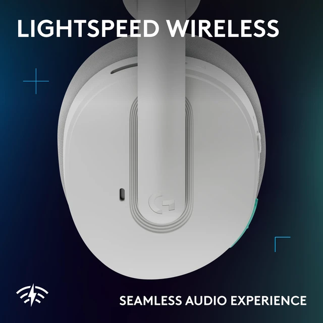 Alt view image 4 of 7 - G325 Lightspeed Wireless Gaming Headset - White All-Day Comfort, Built-in Mic with Noise Reduction, 24-Bit Audio, 24+ Hr Battery Life, for PC, PlayStation, Switch, Mobile