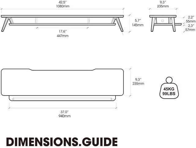 Alt view image 3 of 7 - Dual Monitor Stand, Monitor Stands Riser for 2 monitors, 42.5 Inch Wood Desk Shelf with Storage Organizer and Cable Management for Office Desk Accessories