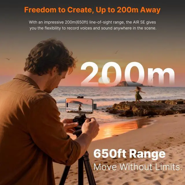 Alt view image 7 of 7 - Air SE Wireless Mini Microphone for iPhone 17/16/15 & Android, 48kHz/24-bit, AI Noise Cancellation, Clip on Content Creator Microphones for Interview YouTube TikTok Podcast Vlogging