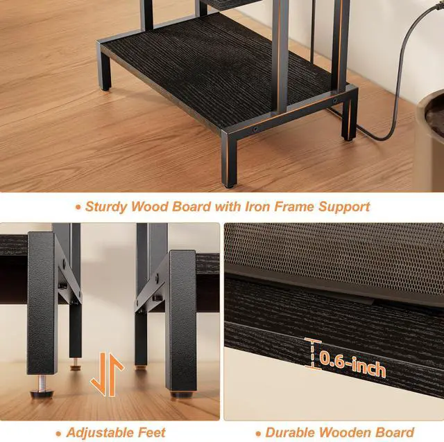 Alt view image 6 of 7 - Game Console Shelf, 4-Tier Video Gaming Consoles Stand with Outlet & RGB Light, Small Media Entertainment Center for Audio Stereo Storage Organizer Playroom Furniture, Stereo Stands and Racks
