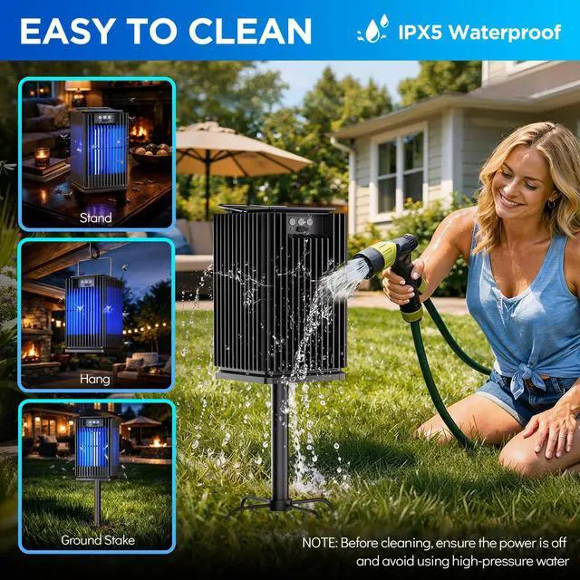 Alt view image 6 of 7 - Outdoor Solar Bug Zapper-4200V Cordless Electric Mosquito Zapper with Waterproof Design & Smart Sensor-5000mAh Rechargeable Fly Zapper with Night Light-Mosquito Repellent for Patio, Backyard, Camping