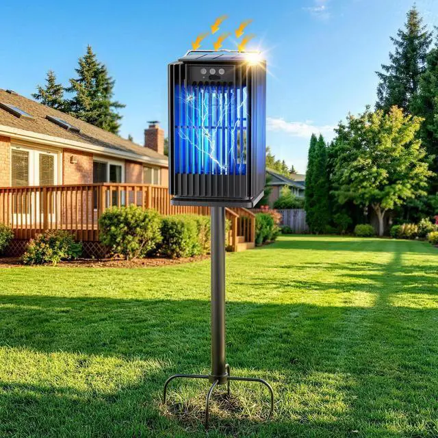 Main image of Outdoor Solar Bug Zapper-4200V Cordless Electric Mosquito Zapper with Waterproof Design & Smart Sensor-5000mAh Rechargeable Fly Zapper with Night Light-Mosquito Repellent for Patio, Backyard, Camping